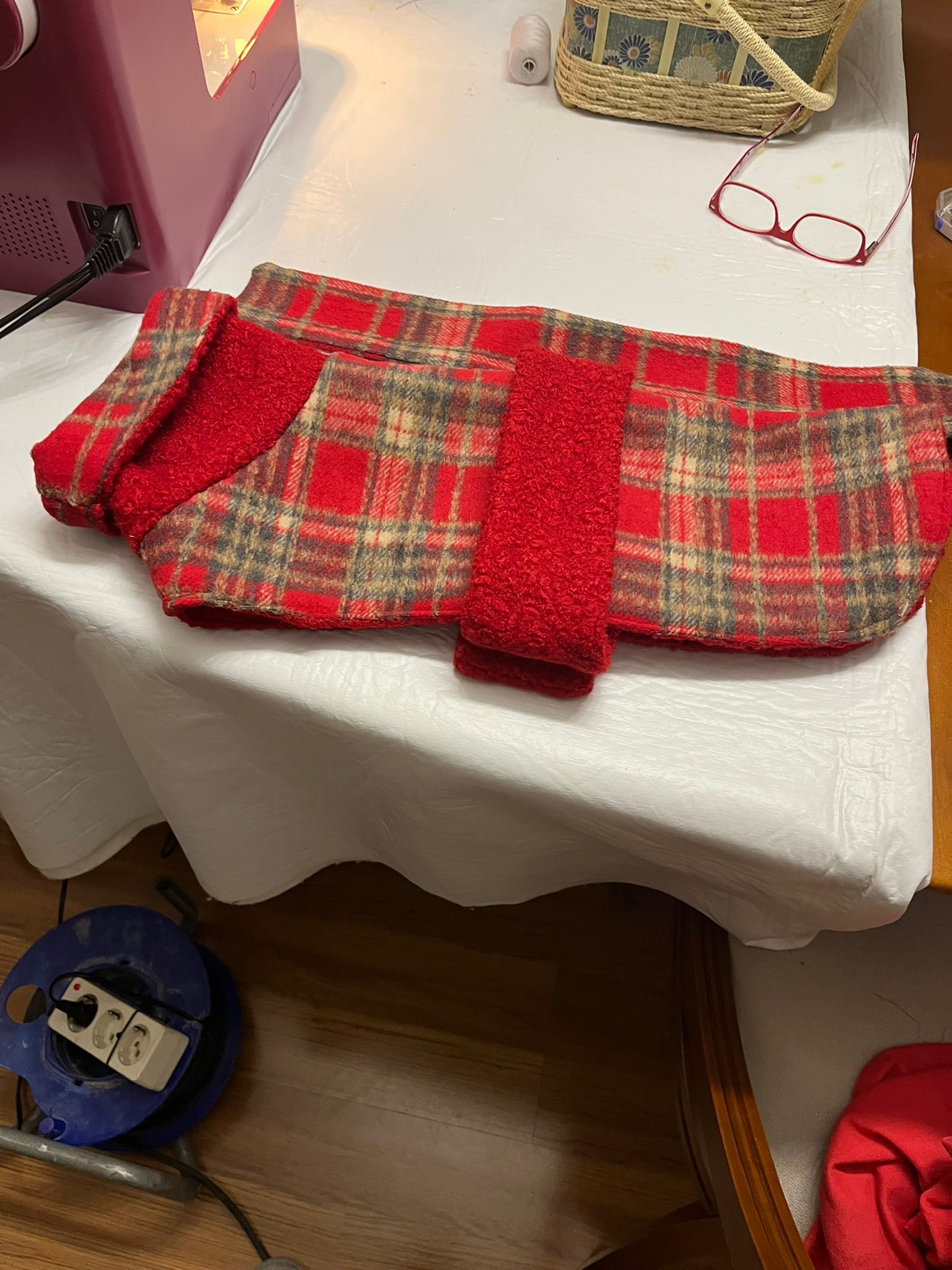 Luxury Scottish Red mid-season dog coat